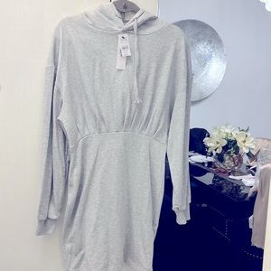 Topshop gray sweater dress with hoodie